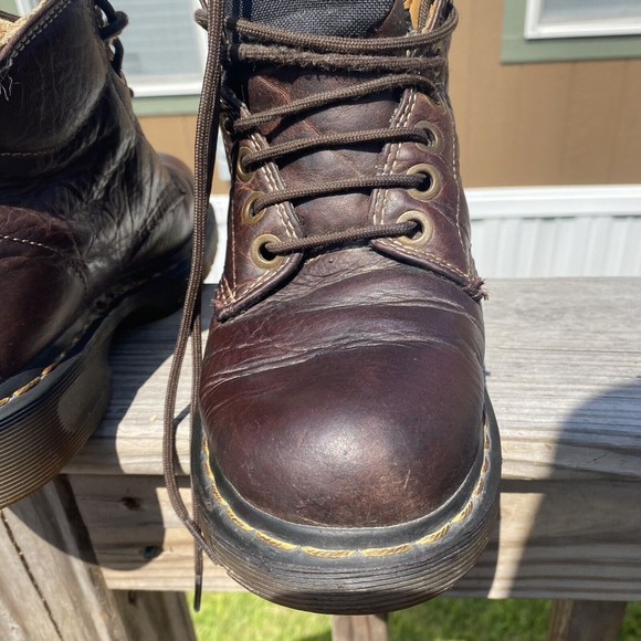 DR DOC MARTENS Mens 7- W 8 11410 AW004 Brown Leather Work Boots AirWair Bounce